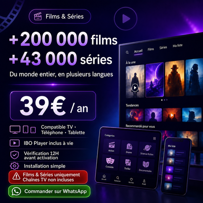 Profitez de plus de 200 000 films et 43 000 séries du monde entier
